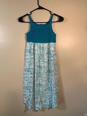 Crochet Top Blue & White Tie-Dye Maxi Dress Lucky Brand Girls Size small